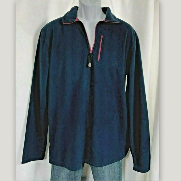 ASPEN Mens Large Dark Blue Micro-Fleece 1/4 Zip Vertical Pocket Jacket NWT - Picture 1 of 6